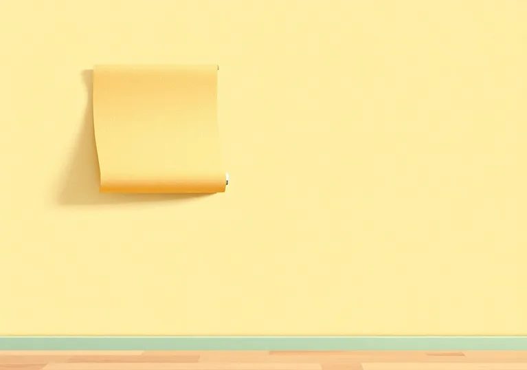 Pose de papier peint, rouleau et brosse à maroufler